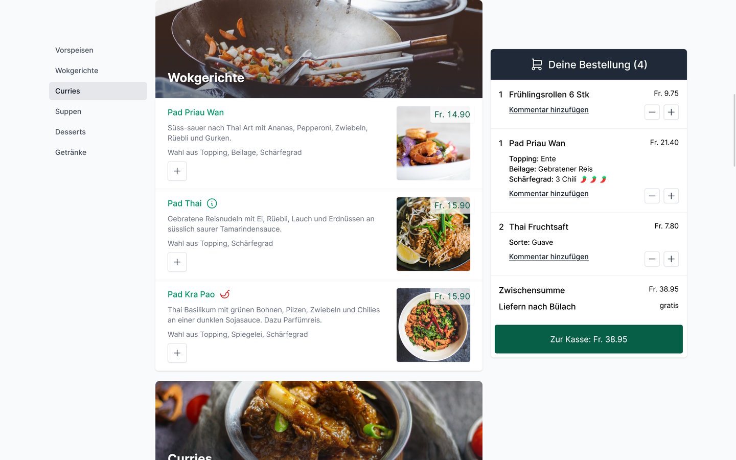 Beautiful online ordering menu